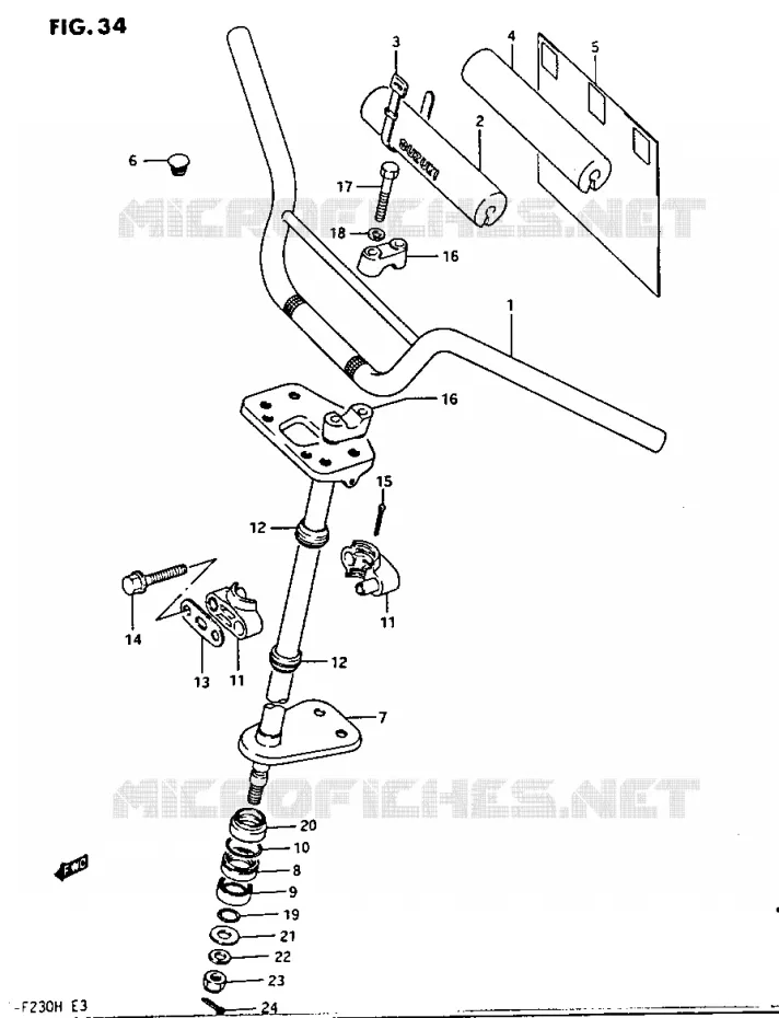 GUIDON - COLONNE DE DIRECTION Suzuki QUAD 230 OZARK 1986  LTF230G(E3)