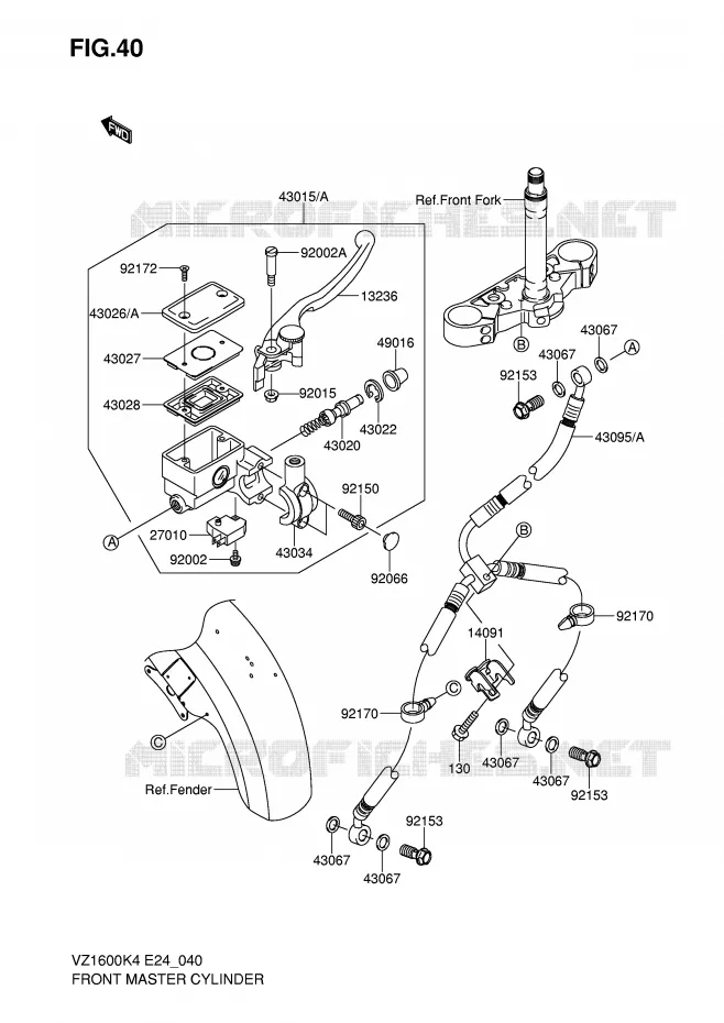 MAITRE CYLINDRE AVANT Suzuki MOTO 1600 MARAUDER 2004  VZ1600K4(E24)