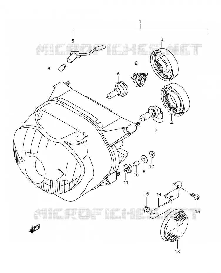 PHARE (MODEL Y/K1 E4,E17,E18,E22,E25,E34,E54,P9,P37) Suzuki MOTO 650 FREEWIND 1997  XF650V(E2)