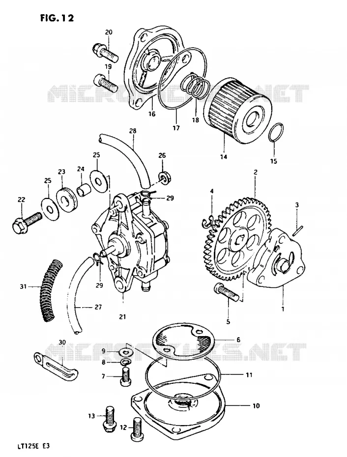 POMPE A HUILE - POMPE A ESSENCE Suzuki QUAD 125 QUADRUNNER 1984  LT125E(E3)