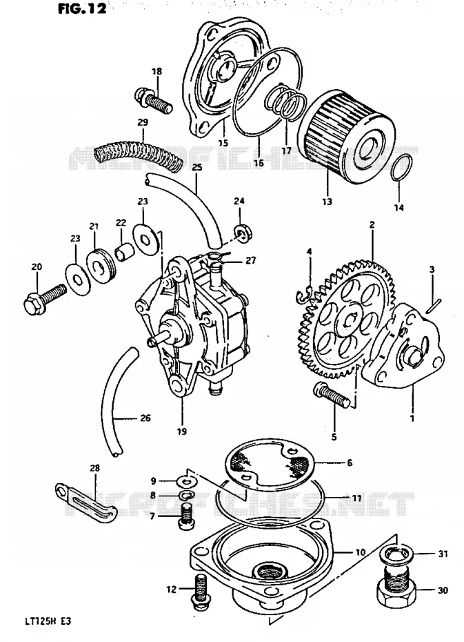 POMPE A HUILE - POMPE A ESSENCE Suzuki QUAD 125 QUADRUNNER 1987  LT125H(E3)
