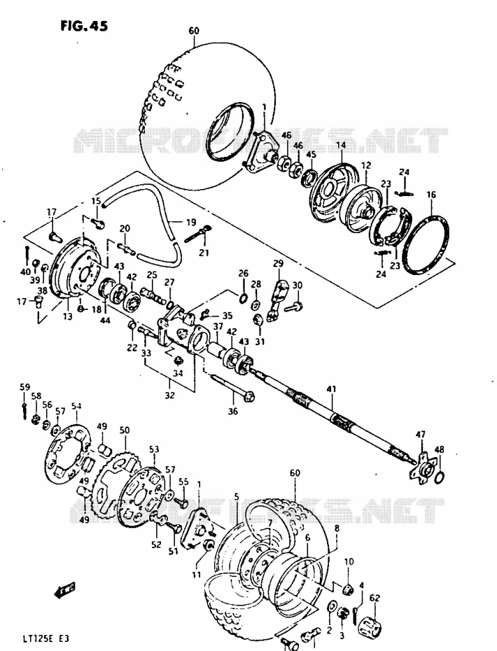 ROUE ARRIERE (MODELE E) Suzuki QUAD 125 QUADRUNNER 1984  LT125E(E3)