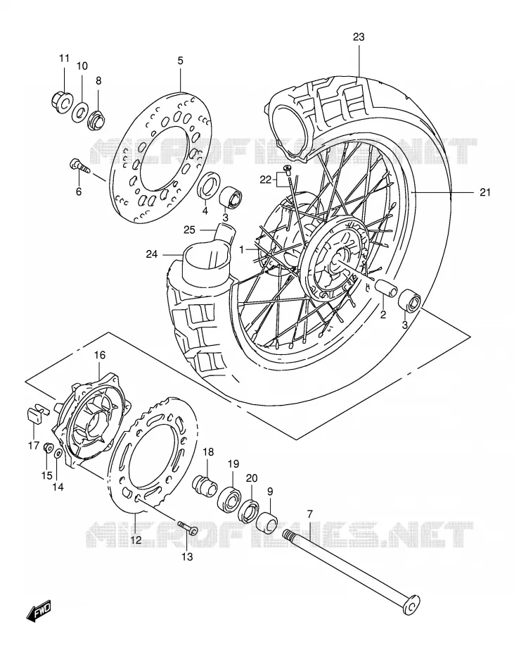 ROUE ARRIERE Suzuki MOTO 650 FREEWIND 1998  XF650UW(E2)