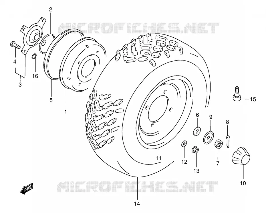 ROUE AVANT (MODELE X/Y/K1) Suzuki QUAD 300 KINGQUAD 2004  LT-F300FK4(E24)