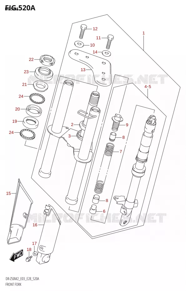 FOURCHE (E03) Suzuki MOTO 50 DR 2022  DR-Z50 2022 M2 (E28)