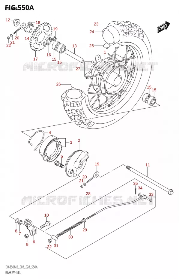 ROUE ARRIERE Suzuki MOTO 50 DR 2022  DR-Z50 2022 M2 (E28)
