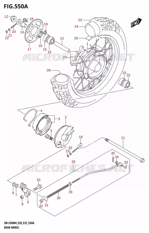 ROUE ARRIERE Suzuki MOTO 50 DR 2024  DR-Z50 2024 M4 (E28)