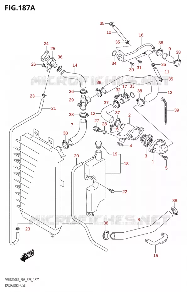 DURITES DE RADIATEUR - VASE D'EXPANSION Suzuki MOTO 1800 BOULEVARD 2018  VZR1800 2018 L8 (E28)