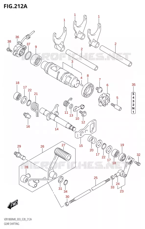 ENSEMBLE SELECTEUR DE VITESSES Suzuki MOTO 1800 BOULEVARD 2020  VZR1800 M0 /​ VZR1800BZ M0 (E03,E28,E33)