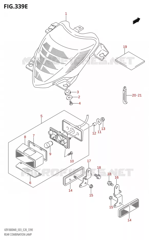 ENSEMBLE FEU ARRIERE (VZR1800BZ) Suzuki MOTO 1800 BOULEVARD 2020  VZR1800 M0 /​ VZR1800BZ M0 (E03,E28,E33)