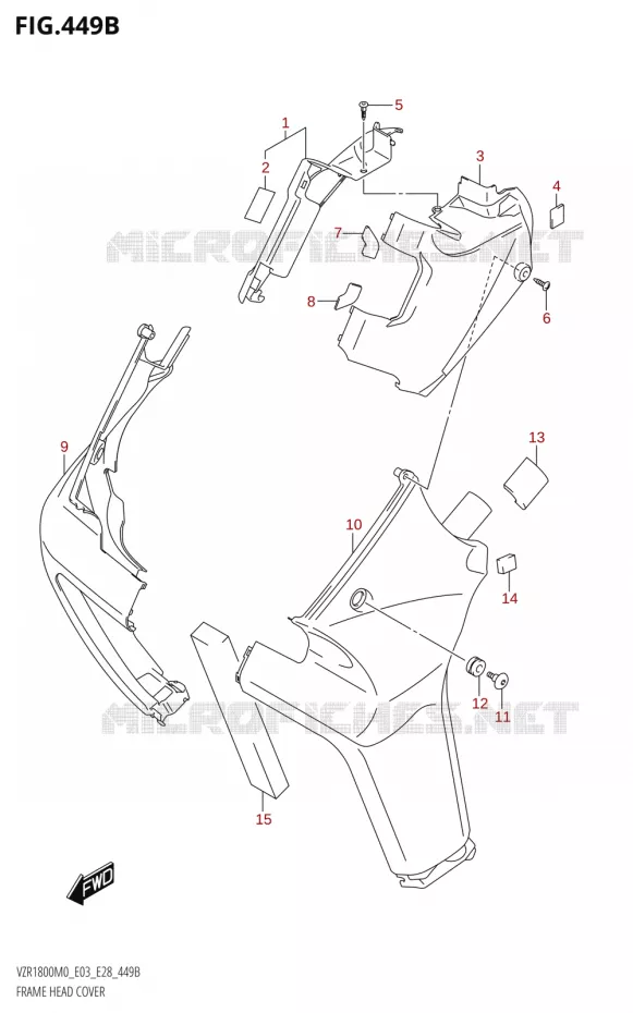 COUVERCLES DE CADRE AVANT (VZR1800BZ) Suzuki MOTO 1800 BOULEVARD 2020  VZR1800 M0 /​ VZR1800BZ M0 (E03,E28,E33)