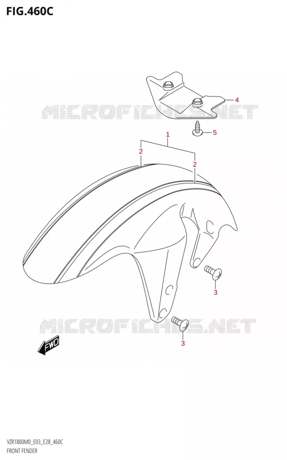 GARDE BOUE AVANT (VZR1800BZ)(SEE NOTE 1) Suzuki MOTO 1800 BOULEVARD 2020  VZR1800 M0 /​ VZR1800BZ M0 (E03,E28,E33)