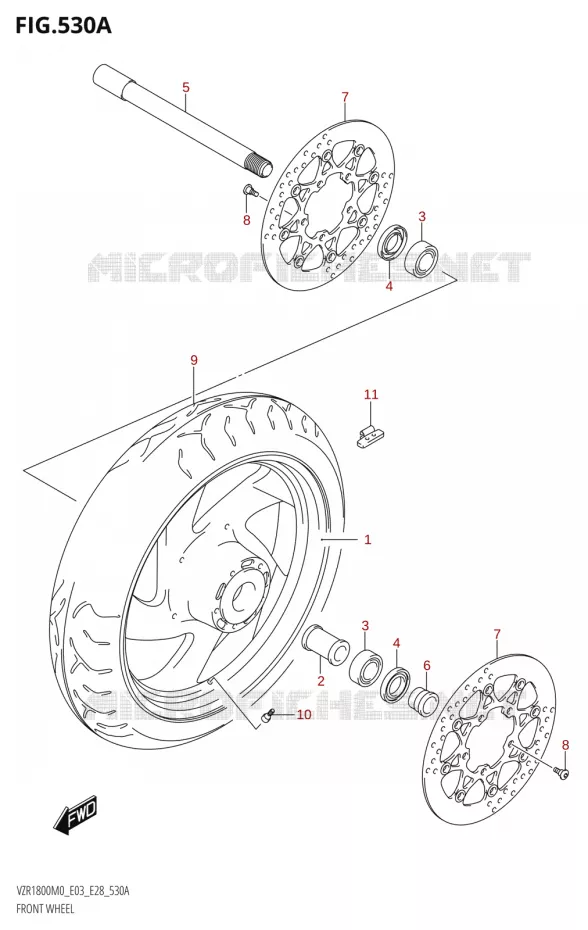 ROUE AVANT Suzuki MOTO 1800 BOULEVARD 2020  VZR1800 M0 /​ VZR1800BZ M0 (E03,E28,E33)