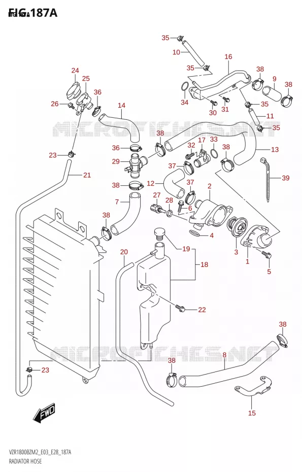 DURITES DE RADIATEUR - VASE D'EXPANSION Suzuki MOTO 1800 BOULEVARD 2022  VZR1800BZ 2022 M2 (E28)