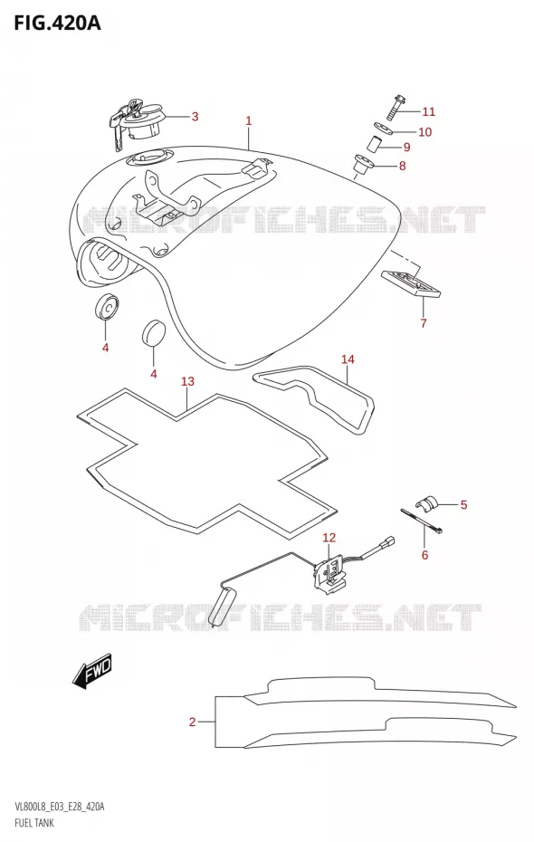 RESERVOIR D'ESSENCE (VL800:L8:E03) Suzuki MOTO 800 BOULEVARD 2018  VL800 2018 L8 (E28)