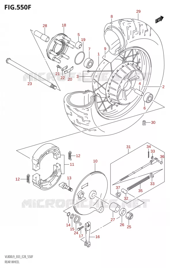 ROUE ARRIERE (VL800T:L9:E33) Suzuki MOTO 800 BOULEVARD 2019  VL800 2019 L9 (E28)