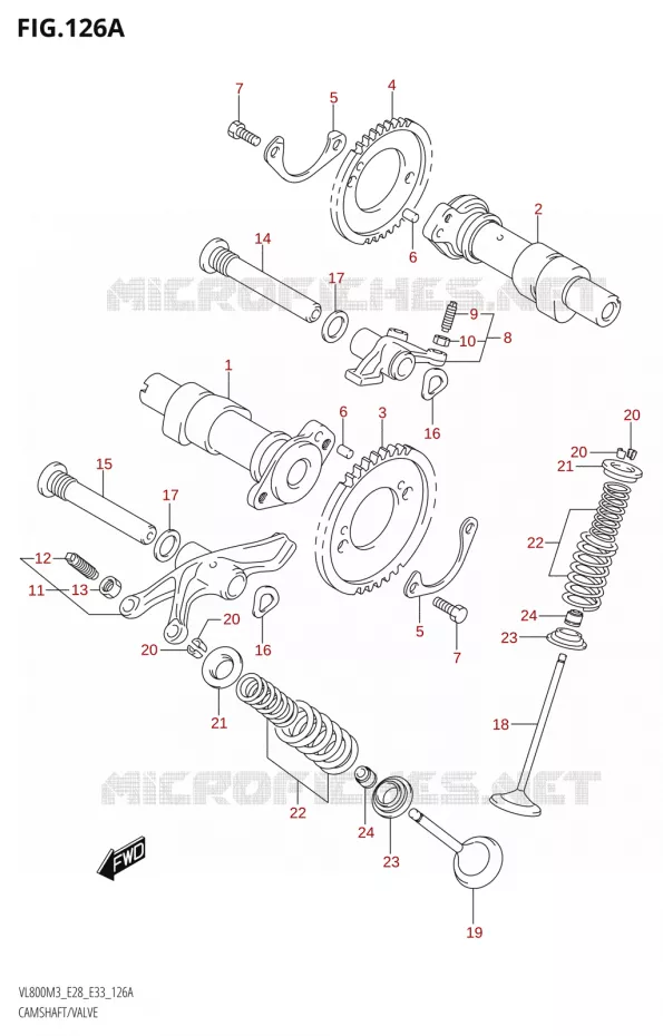 ARBRE A CAMES - SOUPAPES Suzuki MOTO 800 BOULEVARD 2023  VL800 2023 M3 (E28)
