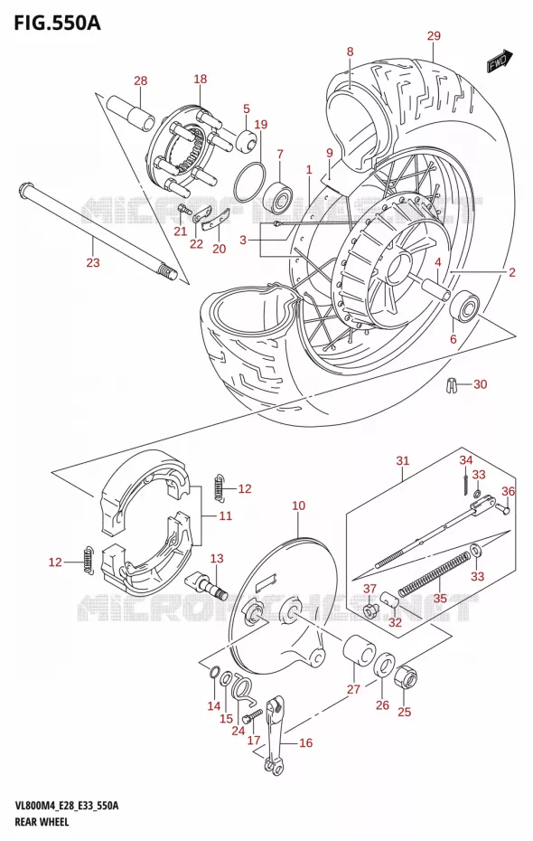 ROUE ARRIERE (VL800T) Suzuki MOTO 800 BOULEVARD 2024  VL800 2024 M4 (E28)
