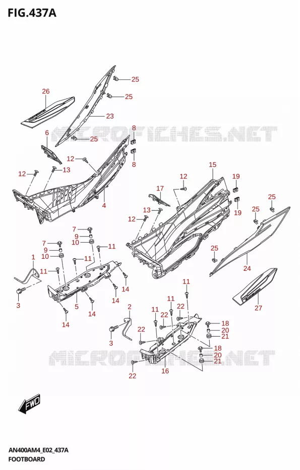 REPOSE PIEDS Suzuki SCOOTER 400 BURGMAN 2024  AN400A 2024 M4 (E19)