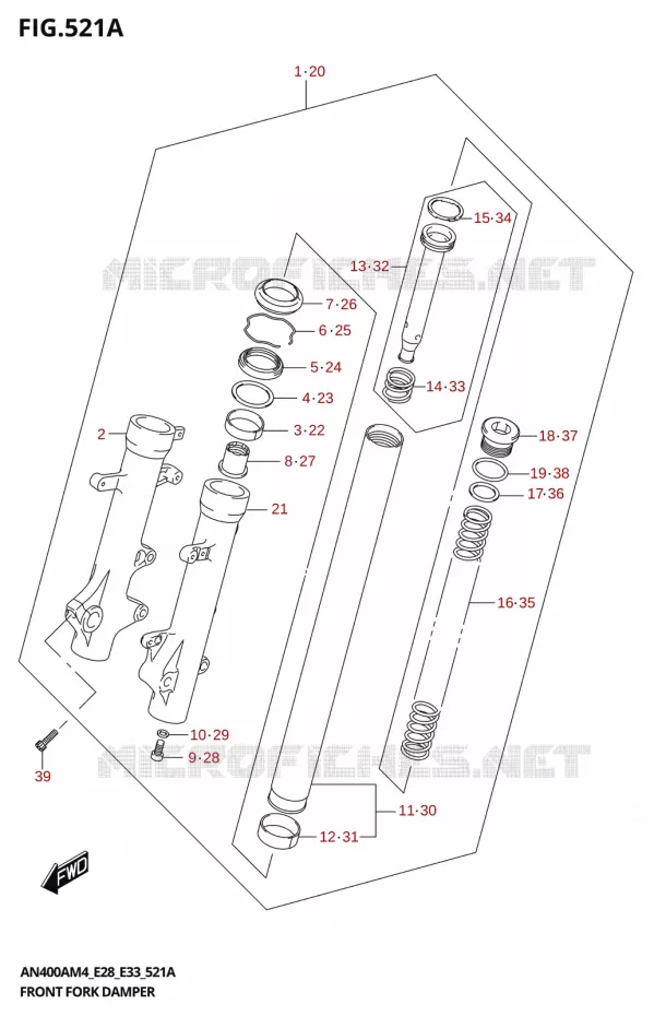 FOURCHE Suzuki SCOOTER 400 BURGMAN 2024  AN400A 2024 M4 (E28)