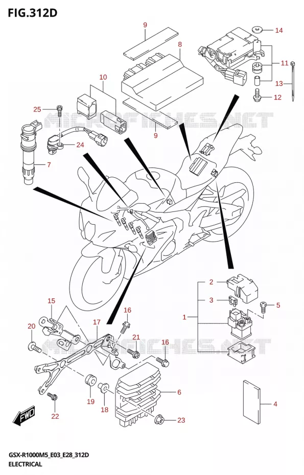 PARTIE ELECTRIQUE ((GSX-R1000RA,GSX-R1000RZA):(E03,E28)) Suzuki MOTO 1000 GSX-R 2025  GSX-R1000A 2025 M5 (E28)