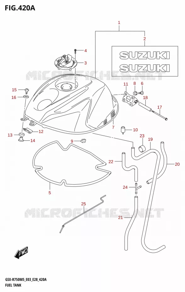 RESERVOIR D'ESSENCE (GSX-R750:(E03,E28)) Suzuki MOTO 750 GSX-R 2025  GSX-R750 2025 M5 (E28)