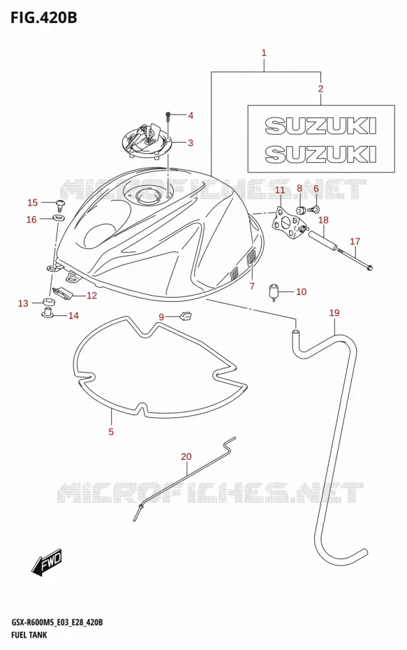 RESERVOIR D'ESSENCE (GSX-R600:E33) Suzuki MOTO 600 GSX-R 2025  GSX-R600 2025 M5 (E28)