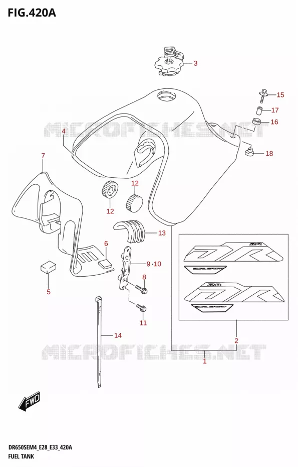 RESERVOIR D'ESSENCE Suzuki MOTO 650 DR 2024  DR650SE 2024 M4 (E28)