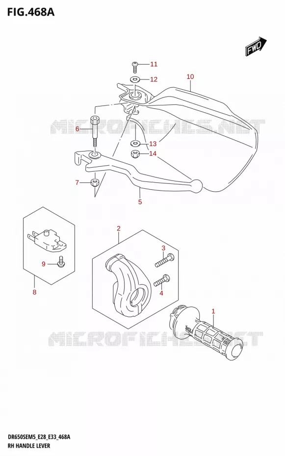 LEVIER DROIT - POIGNEE DROITE Suzuki MOTO 650 DR 2025  DR650SE 2025 M5 (E28)