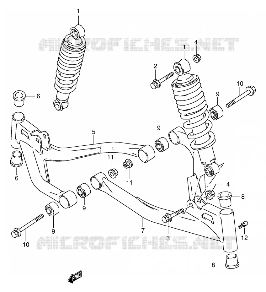 AMORTISSEUR - TRIANGLES Suzuki QUAD 160 OZARK 1999  LT-F160X(P24)