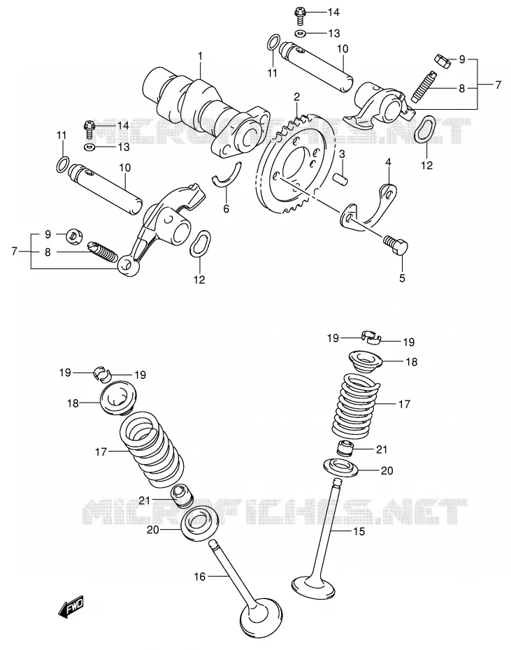 ARBRE A CAMES - SOUPAPES Suzuki QUAD 250 QUADSPORT 2007  LT-Z250K7(E28/E33)