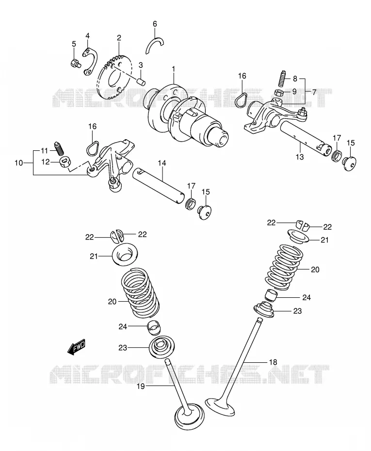 ARBRE A CAMES - SOUPAPES Suzuki QUAD 400 EIGER 2004  LT-A400FK4(P24)