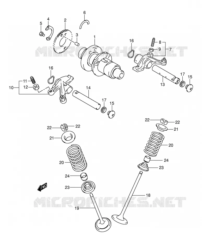 ARBRE A CAMES - SOUPAPES Suzuki QUAD 400 EIGER 2005  LT-A400FK5(P3/P28)