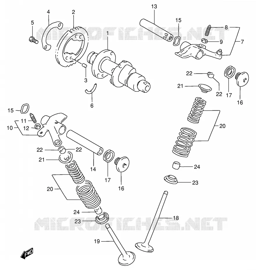 ARBRE A CAMES - SOUPAPES Suzuki QUAD 500 QUADMASTER 1998  LT-F500FW(E3/E28)