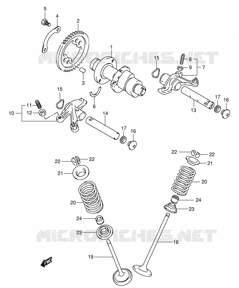 ARBRE A CAMES - SOUPAPES Suzuki QUAD 500 VINSON 2005  LT-F500FK5(P24)
