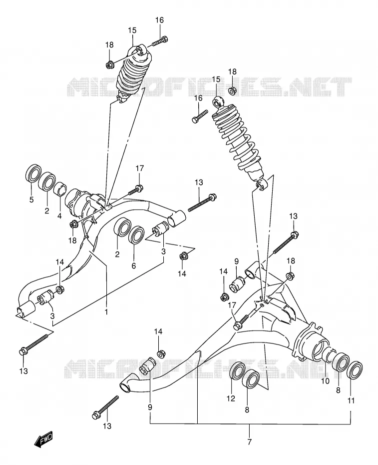 BRAS SUSPENSION ARRIERE Suzuki QUAD 250 KINGQUAD 1996  LT-F4WDT(E17)