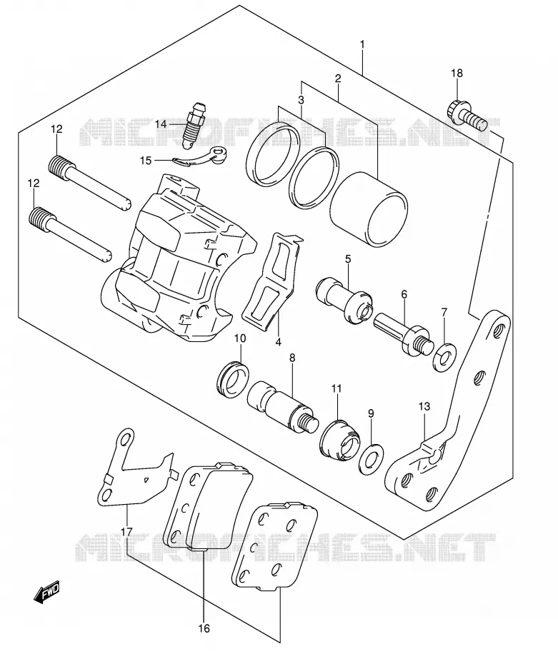 ETRIER DE FREIN AVANT Suzuki QUAD 400 QUADSPORT 2005  LT-Z400K5(E19)