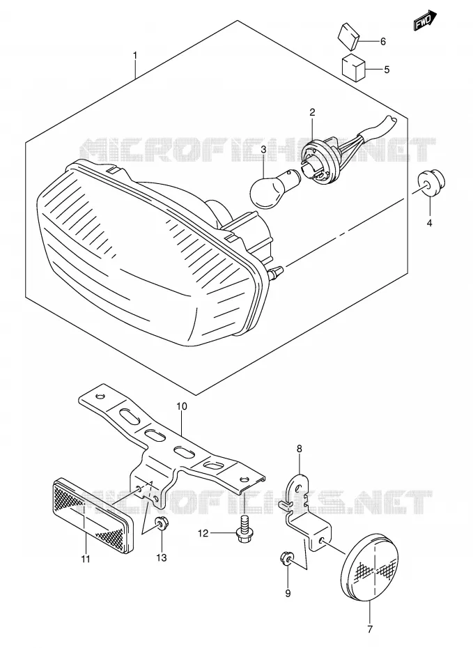 FEU ARRIERE (MODELE K4 E28) Suzuki QUAD 400 QUADSPORT 2005  LT-Z400K5(E3/E28)