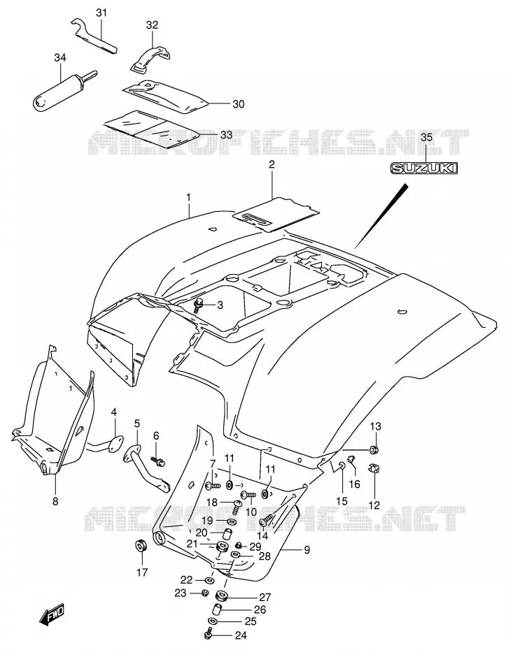 GARDE BOUE ARRIERE Suzuki QUAD 160 OZARK 2003  LT-F160K3(P24)