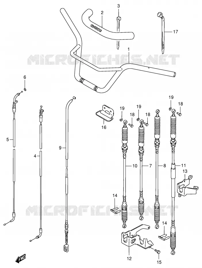 GUIDON - CABLES Suzuki QUAD 250 KINGQUAD 1996  LT-F4WDT(E28)