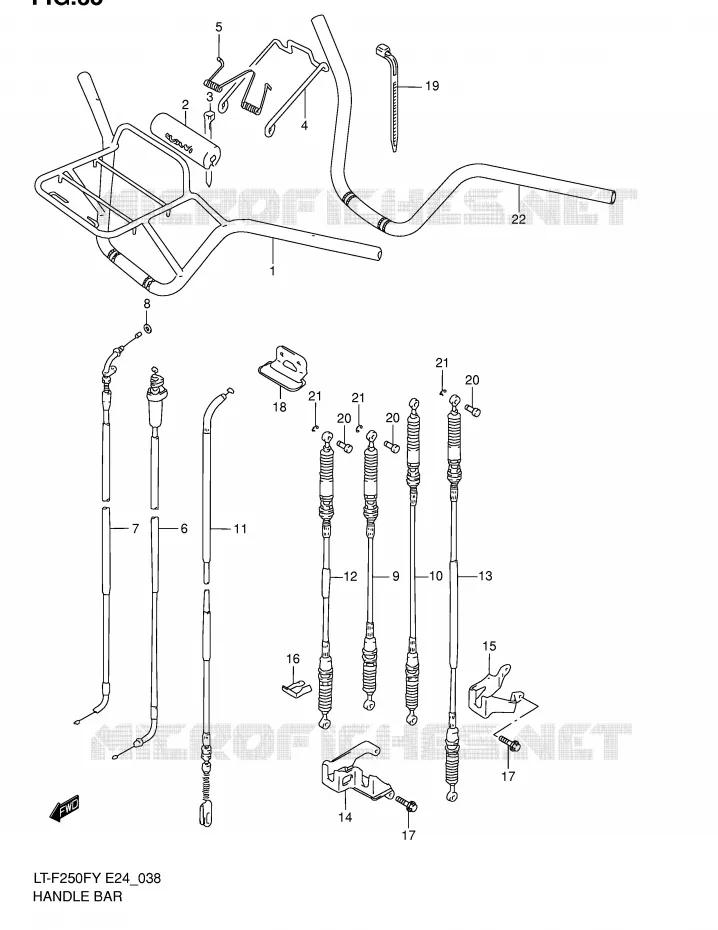 GUIDON - CABLES Suzuki QUAD 250 OZARK 2002  LT-F250FK2(E24)