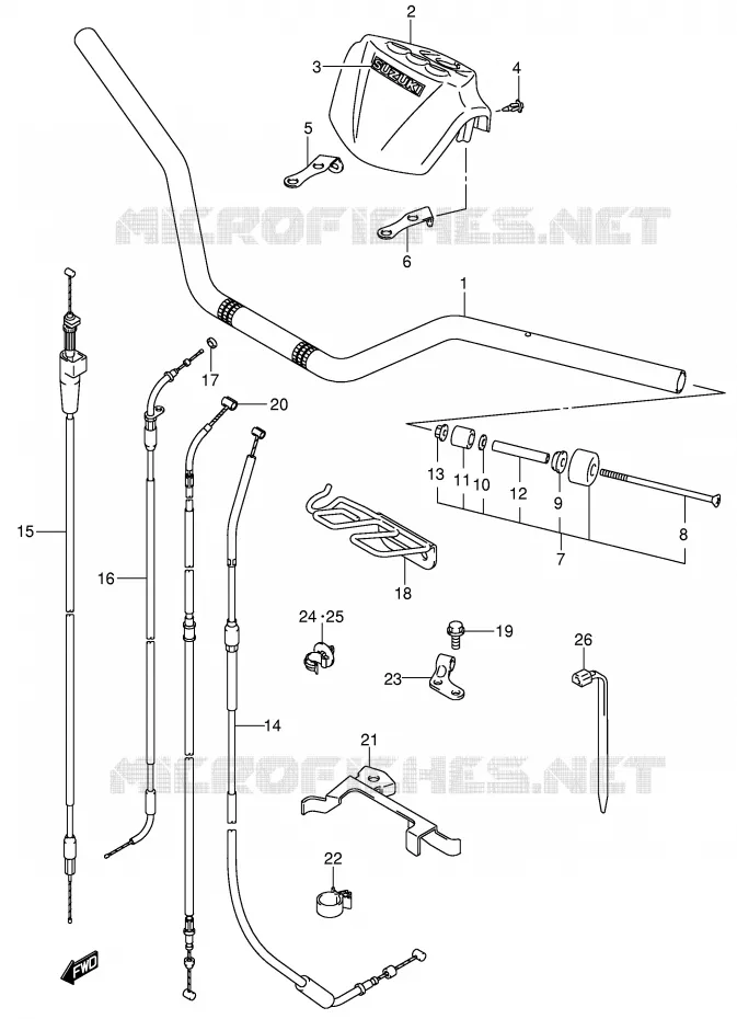 GUIDON (MODELE K4) Suzuki QUAD 400 QUADSPORT 2004  LT-Z400K4(E19)