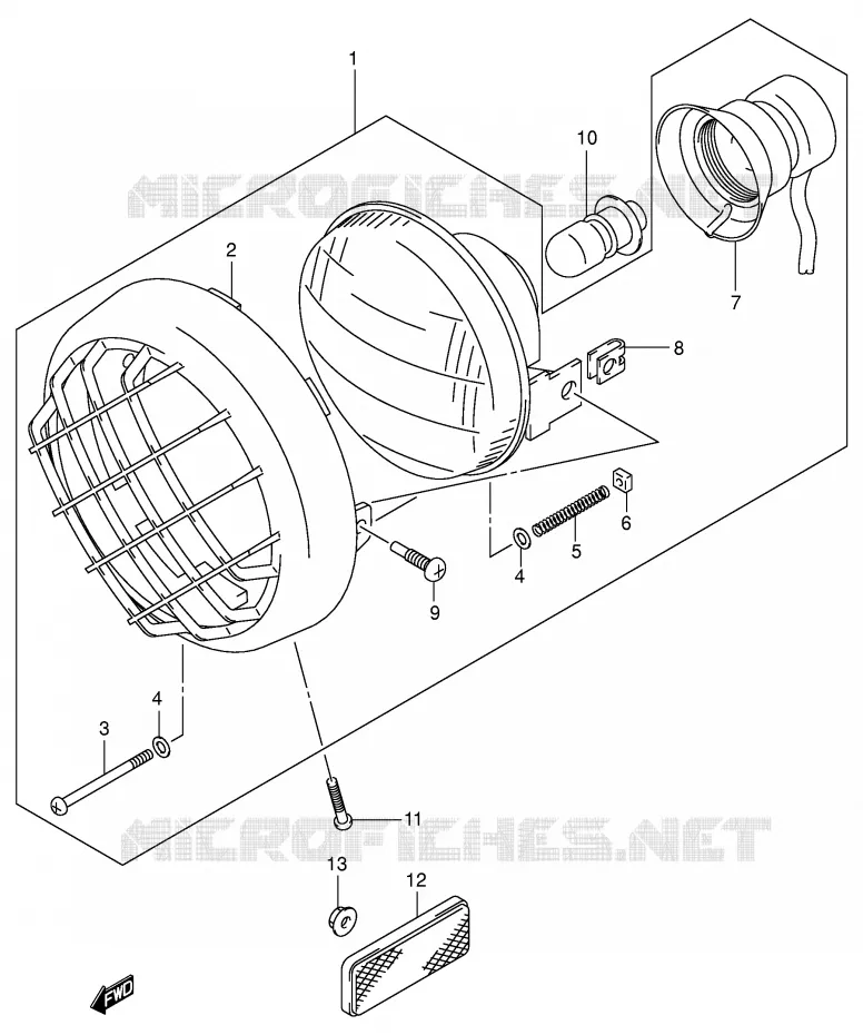 PHARE (MODELE Y/K1/K2) Suzuki QUAD 500 QUADMASTER 2001  LT-F500FK1(E3/E28)