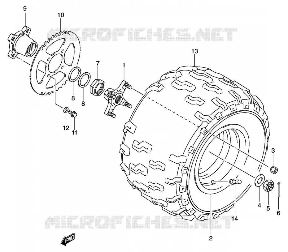 ROUE ARRIERE GAUCHE (MODELE K3/K4) Suzuki QUAD 400 QUADSPORT 2005  LT-Z400K5(E3/E28)