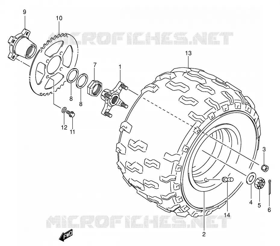 ROUE ARRIERE GAUCHE (MODELE K4) Suzuki QUAD 400 QUADSPORT 2007  LT-Z400K7(E19)