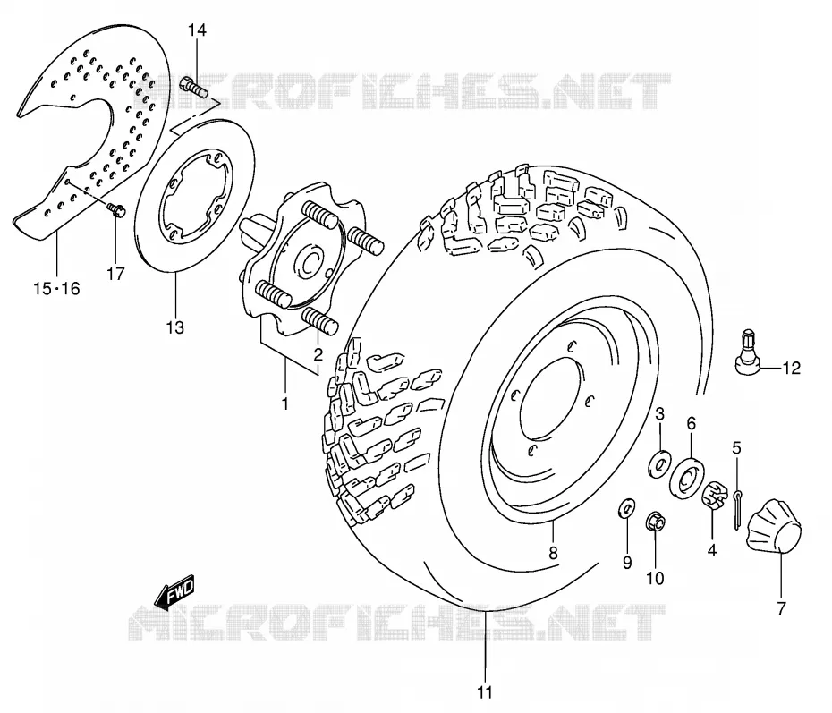 ROUE AVANT (MODELE K2/K4) Suzuki QUAD 300 KINGQUAD 2000  LT-F300FY(E24)