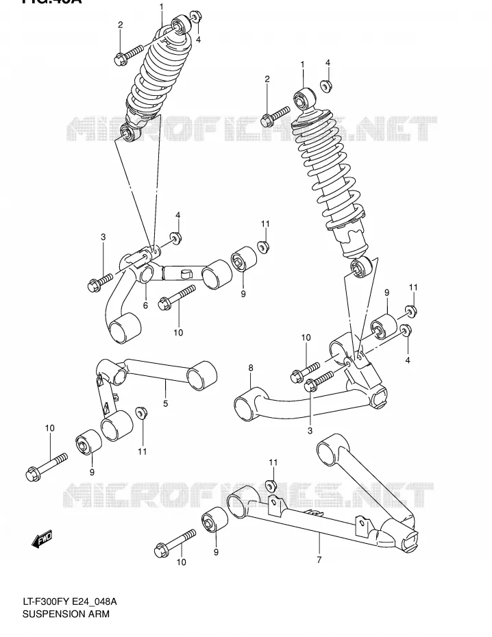 AMORTISSEUR - TRIANGLES (MODELE K2/K4) Suzuki QUAD 300 KINGQUAD 2004  LT-F300FK4(E24)