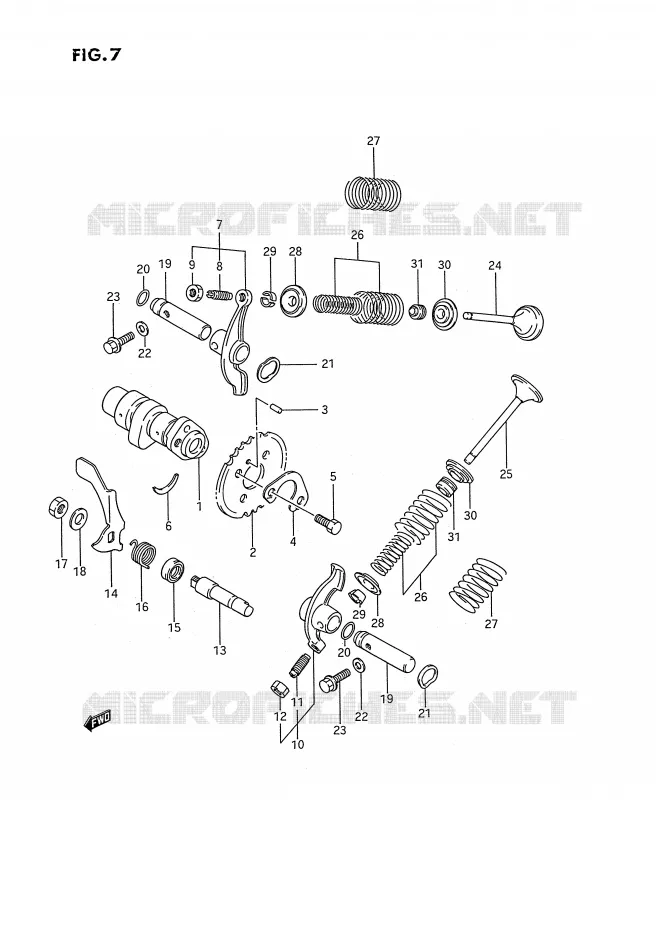 ARBRE A CAMES - SOUPAPES Suzuki QUAD 250 KINGQUAD 1993  LT-F4WDP(E2)