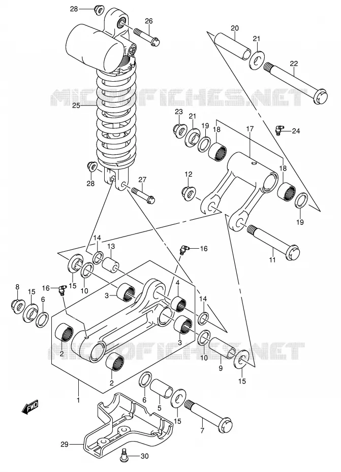 BIELLETTE DE SUSPENSION ARRIERE (MODEL K5/K6/K7) Suzuki QUAD 400 QUADSPORT 2003  LT-Z400K3(E3/E28)