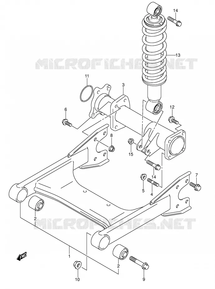 BRAS OSCILLANT ARRIERE (MODELE K2/K3/K4) Suzuki QUAD 250 OZARK 2002  LT-F250K2(E17)